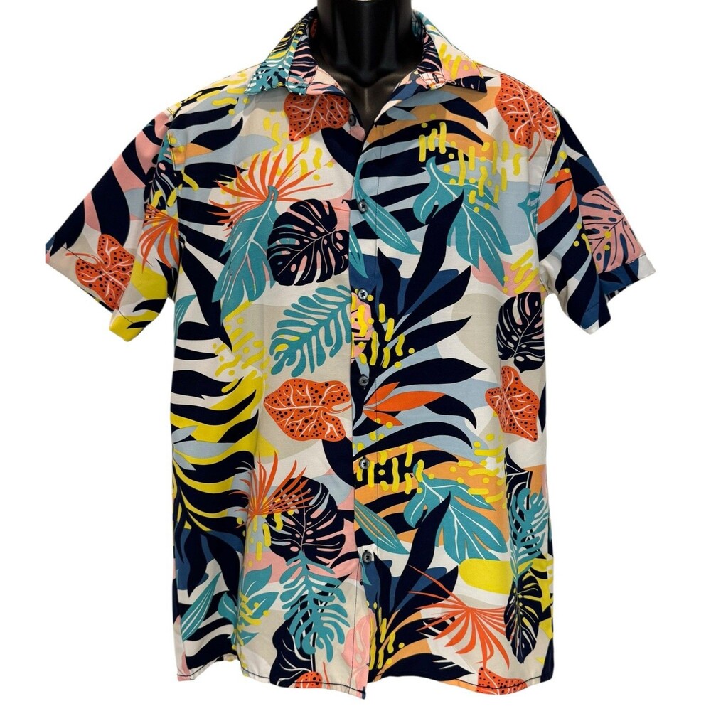 Good Vibes Drill Clothing Men’s Hawaiian Button Shirt Size M Medium Short Sleeve